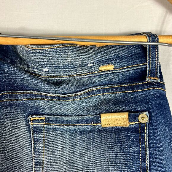 7 For All Mankind Blue Distressed Straight Leg Jeans - Picture 10 of 10